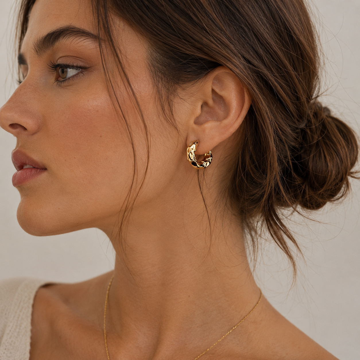 Vintage Sculpted Gold Hoop Earrings
