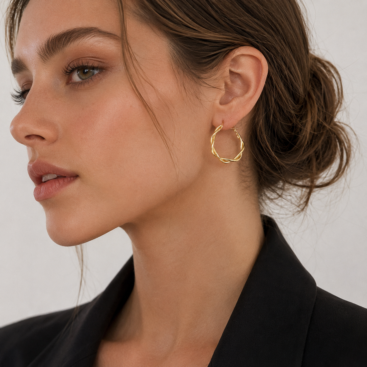 Aurora Twisted Gold Hoop Earrings