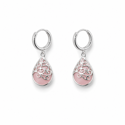Blush Cat’s Eye Teardrop Earrings - Pink