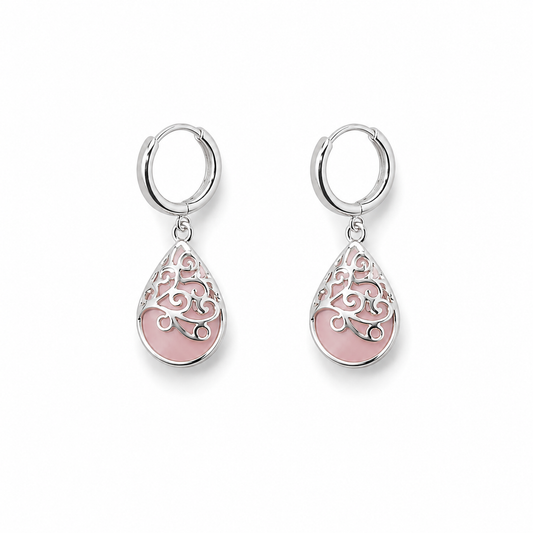 Blush Cat’s Eye Teardrop Earrings - Pink