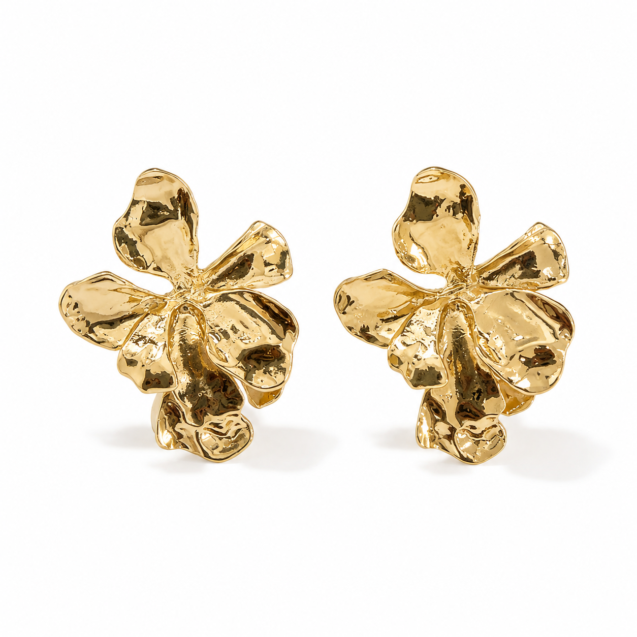 Golden Bloom Flower Stud Earrings