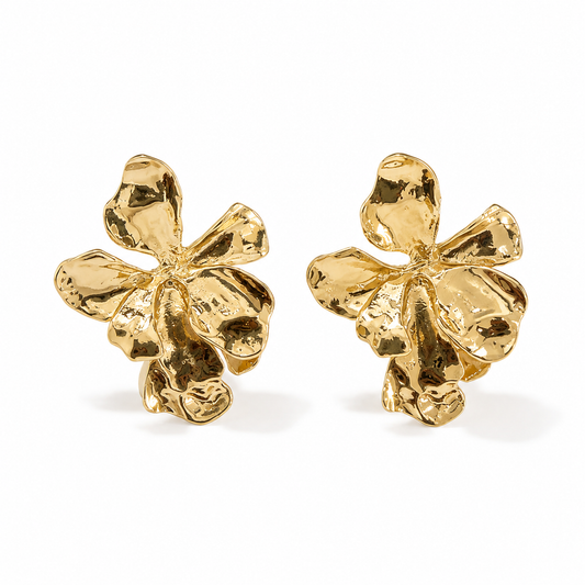 Golden Bloom Flower Stud Earrings