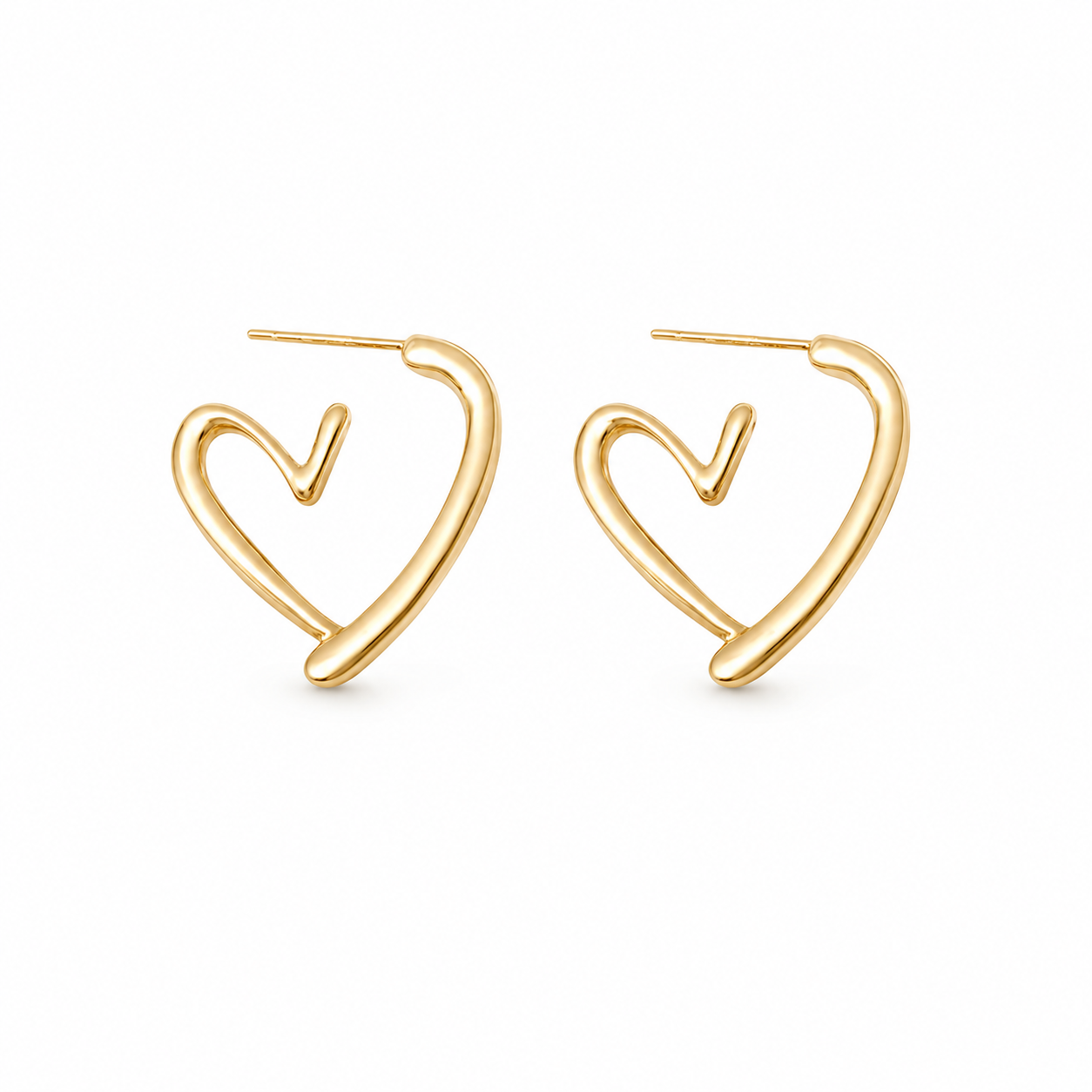 Golden Heart Hoop Earrings