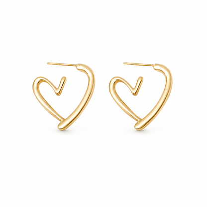 Golden Heart Hoop Earrings