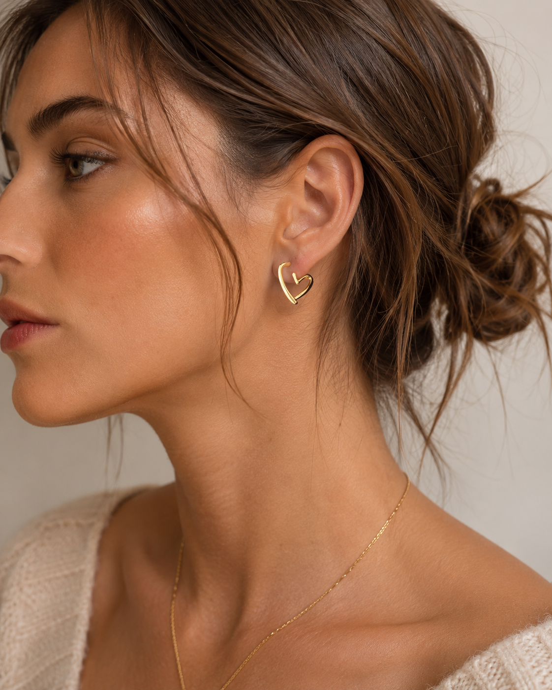 Golden Heart Hoop Earrings