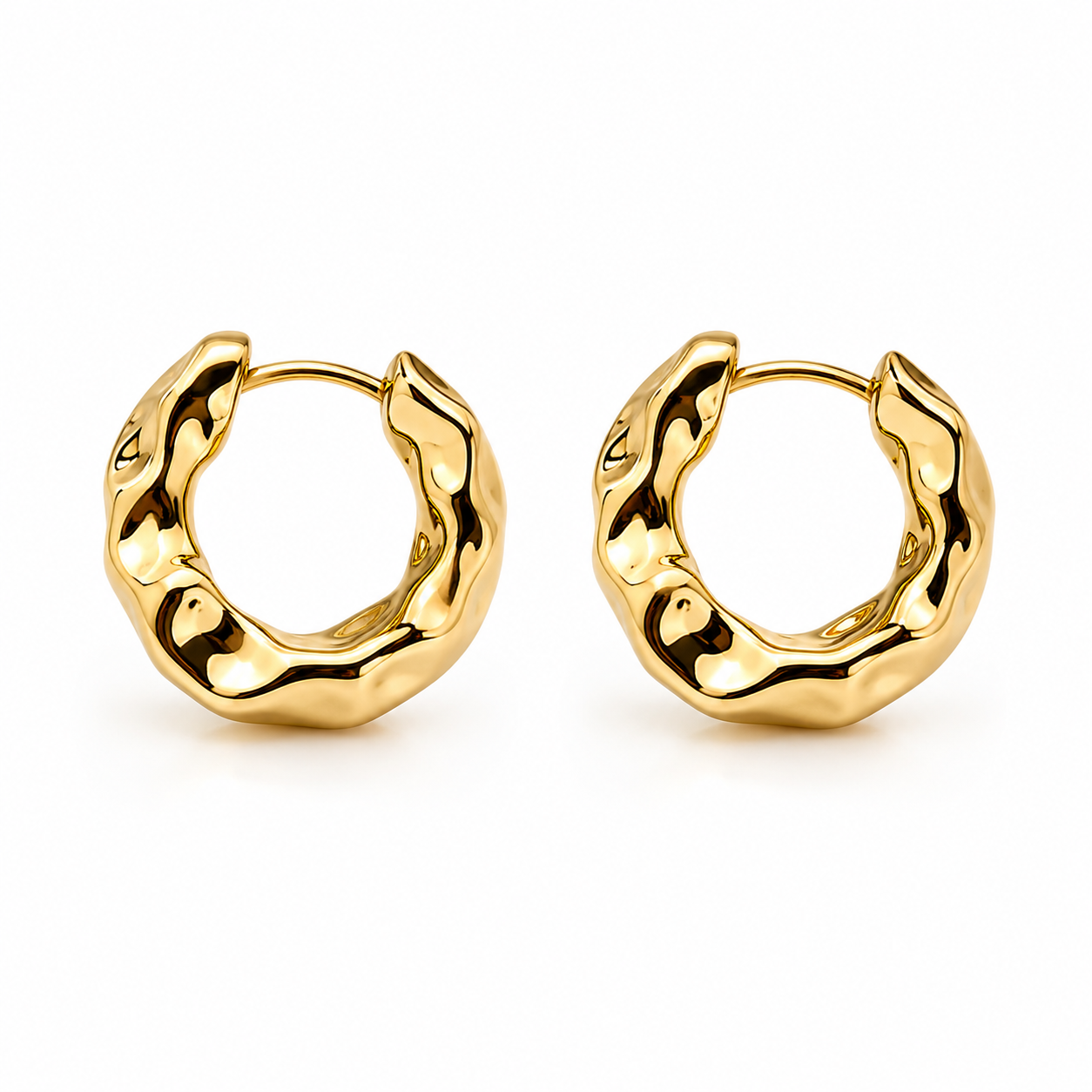Vintage Sculpted Gold Hoop Earrings