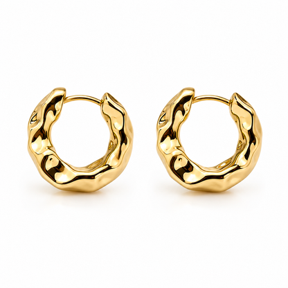 Vintage Sculpted Gold Hoop Earrings