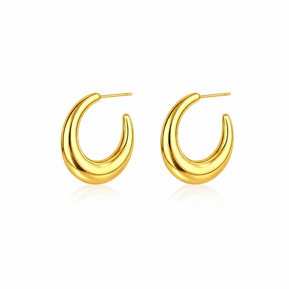 Luna Gold Oval Hoop Earrings