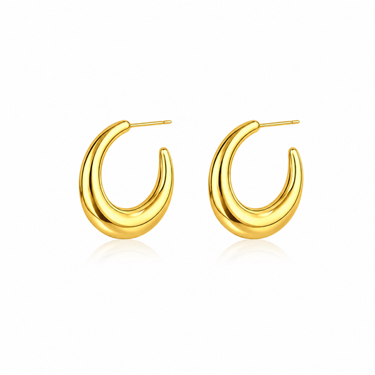 Luna Gold Oval Hoop Earrings