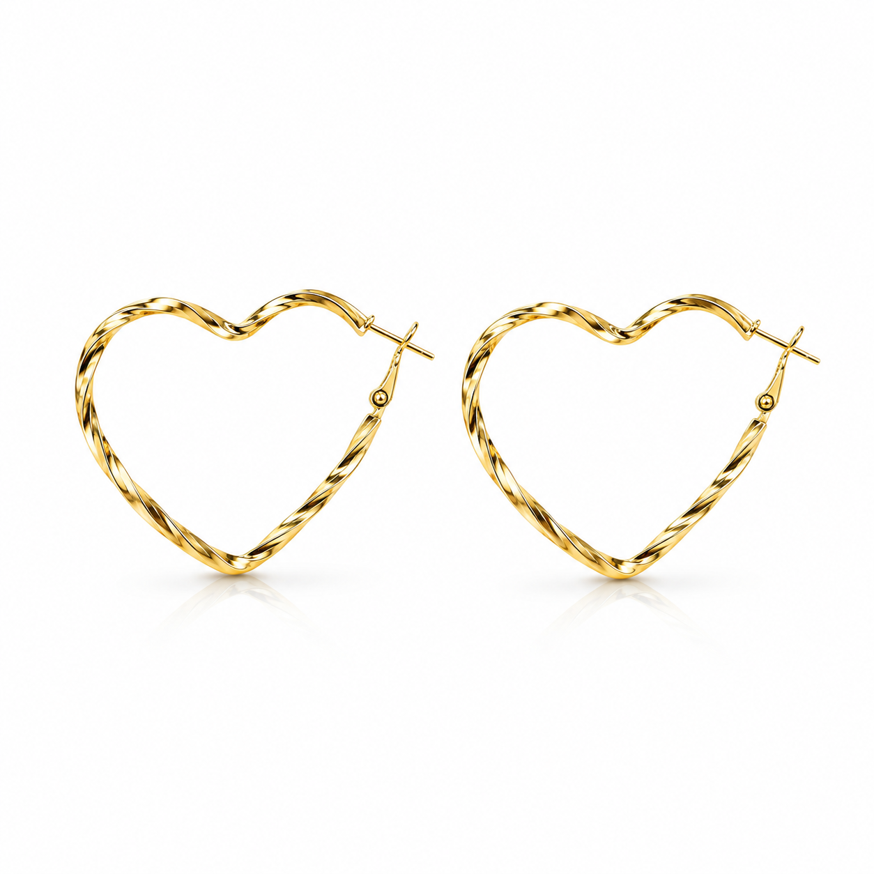 Luna Heart Gold Hoop Earrings