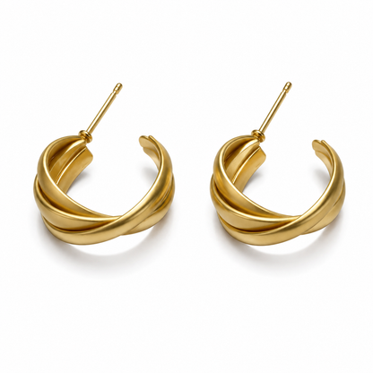 Gold Twisted Huggie Hoop Earrings