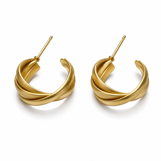 Gold Twisted Huggie Hoop Earrings