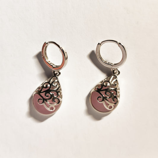 Blush Cat’s Eye Teardrop Earrings - Pink