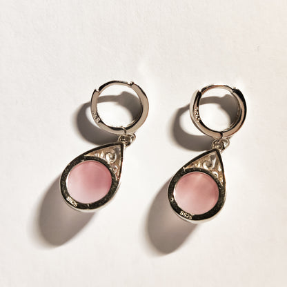 Blush Cat’s Eye Teardrop Earrings - Pink