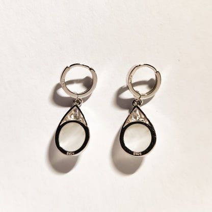 Blush Cat’s Eye Teardrop Earrings - White