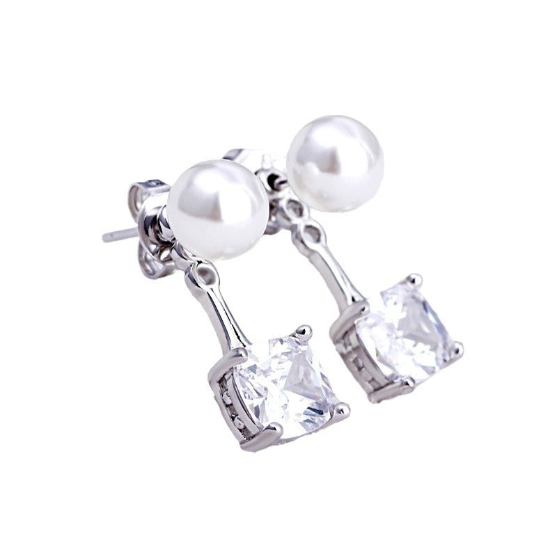 Elegant 2-in-1 Pearl and Zirconia Stud Earrings