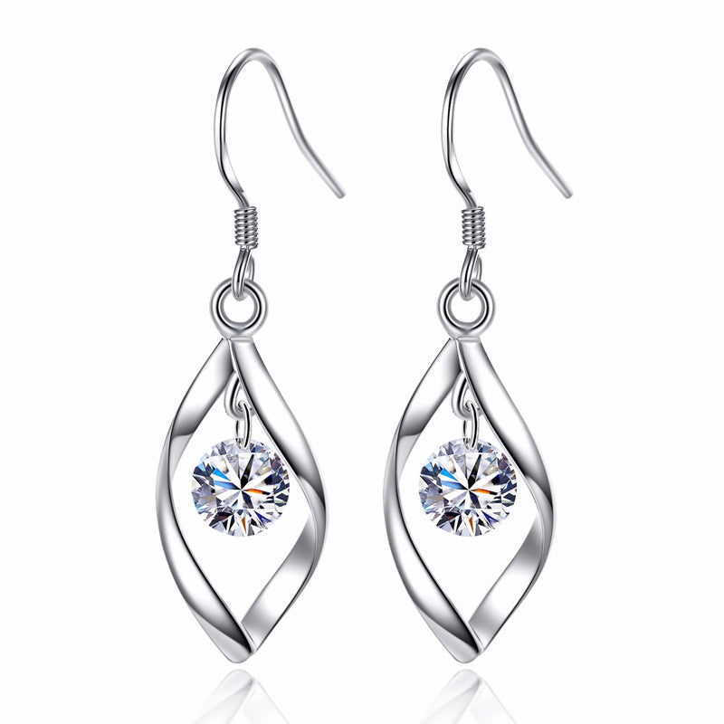 Elegant Twist Drop Earrings with Dangling Crystal