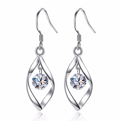 Elegant Twist Drop Earrings with Dangling Crystal