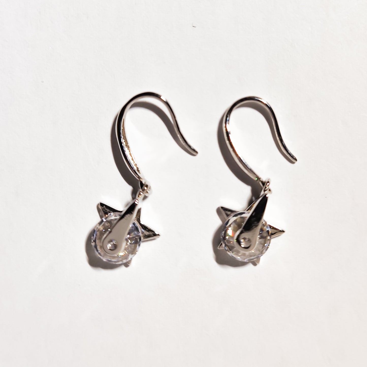 Starry Elegance Drop Earrings with Crystal Inlay