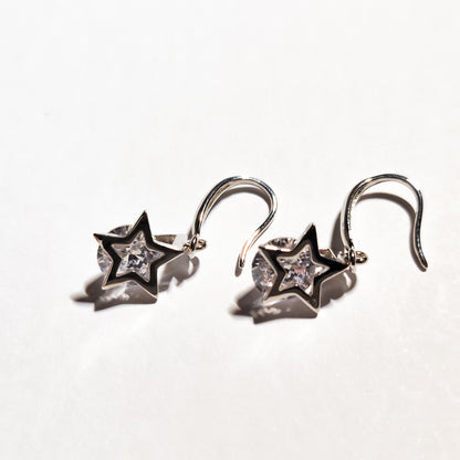 Starry Elegance Drop Earrings with Crystal Inlay