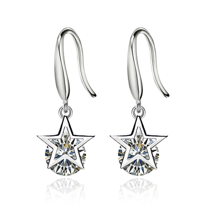 Starry Elegance Drop Earrings with Crystal Inlay