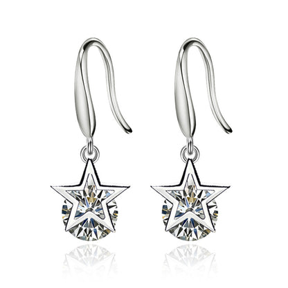 Starry Elegance Drop Earrings with Crystal Inlay